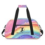 Rainbow Gymnastics Patterns Duffle Bag for Kids Dance Ballet Bag Lightweight Travel Weekender Overnight Bags Sport Gym Duffel Bag Workout Carry On Tote for Girls Boys