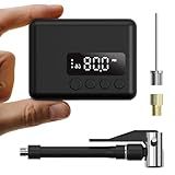 Mini Bike Pump, 25s Fast Inflate Electric Bicycle Pump with Gauge, Max 130 Psi Tire Pump Portable, Inflator Air Pump with Presta and Schrader Valve, Accessories for Road Bike, Mountain Bike&Ebike
