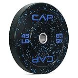 CAP Barbell Economy - Speckled Olympic Bumper Plate with Blue Logo, Black, 45 lb Single