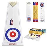 Naissgo 4-in-1 Tabletop Curling, Shuffleboard, Bowling & Cornhole Game - 47"(120x30cm) Family Game Set for All Ages - Easy Setup & Compact Design, Great for Home & Outdoor Fun