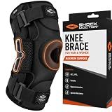Shock Doctor Compression Knee Brace for Men & Women, Maximum Support, Adjustable Dual Hinges, Black, Large