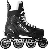 TronX Stryker Adjustable Senior Intermediate Junior Youth Roller Inline Hockey Skates, 2024 New Model (JR Skate 2-5 (Shoe Size 3.5-6.5))