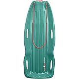 Retrospec Retrorider Plastic Snow Sled for Kids and Adults - Toboggan Style with Pull Rope, Cold-Resistant Construction & Hard Bottom for Fast Downhill Rides