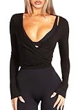 Navneet Women Long Sleeve Pilates Ballet Yoga Workout Tie Wrap Top Cardigan