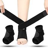 Honoson 2 Pcs Ankle Brace Kid Breathable Neoprene Ankle Support Compression Sleeve Achilles Tendonitis Relief Elastic Foot Brace with Adjustable Wrap for Sprained Plantar Fasciitis(Black,S)