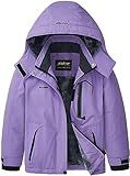 WICKHAM Girl's Waterproof Ski Jacket Winter Warm Fleece Lined Snow Windproof Jackets Removable Hood Ski Coat for Kids