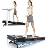 TRAILVIBER Walking Pad Treadmill with 12% 9-Level Auto Incline, 450 lbs Capacity RGB LED Screen, Bluetooth Speaker Under Desk Treadmill, Compact Treadmills for Home Hiking, Carbon Black