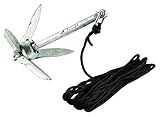 Attwood 11959-1 Universal 3 lb Marine Grapnel Folding Anchor with 20-Foot MFP Rope and Mesh Storage Bag