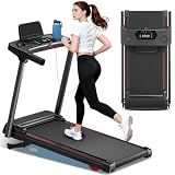 Treadmill with 0-16% Auto Incline, 0.6-7.5MPH Walking Pad Treadmills for Home, 3.0 HP Low Noise Foldable Treadmill with Handle Bar and LED Display, Walking Running Machine, 350LBS Capacity