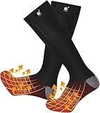 SNOW DEER Heated Socks,Upgraded 7.4V Rechargeable Battery Electric Socks for Men Women,Winter Cold Weather Warm Socks for Huting Fishing Camping Hiking Skiing Foot Warmer (L)