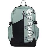 Element Backpack, Vertical Logo Skate Pack, Multi-Compartment Storage, Reflective Bungee Cord, Sage