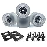 LOOEEL 70mm Longboard Wheels 80A Contains ABEC-9 Bearings and Spacers,Skateboard Riser Pads,Skateboard Hardware Screws Bolts,fit for Your Longboard Skateboards.-Transparent Frosted