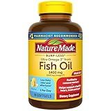 Nature Made Burp Less Ultra Omega 3 Fish Oil Supplements, 1400mg Fish Oil Omega 3 Supplements as Ethyl Esters for Healthy Heart Brain Eyes Support, One Per Day, 90 Softgels