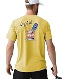Fjalljós Pickleball Shirts for Men - UPF 50+ Quick Dry Performance Tee Short Sleeve T-Shirt for Pickleball Players（Day Dink Vibes/Yellow-L）