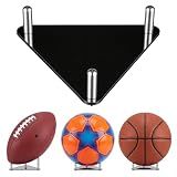 Sorcristy Acrylic Ball Display Stand, Tripod Holder with Stainless Steel Rods, Multi-Purpose Rack for Basketball, Soccer, Volleyball, Rugby - for Home, Office or Store Display(Black)