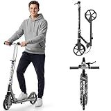 Scooters for Kids 8-12, Teens & Adults - Load 240 LBS, 8-Inch Wheels, Kick Scooter with Shock Absorption System, Hand Brake & Bell, 4 Adjustable Height Levels, Perfect for School, Commuting or Park