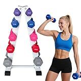Neoprene Dumbbell Set with A-Shaped Dumbbell Rack, 100 LBS Weight Set for Women, Colored Rubber Coated Dumbbells for Home Fitness, Handle Weight Dumbbells 5-15 LBS