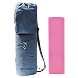 ESVAN Yoga Mat Bag with Multi Pockets Drawstring Yoga Mat Carrier Pilates Exercise Multi-Functional Storage Bag