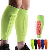 HiRui Soccer Shin Guards Shin Pads for Kids Youth Adult, Calf Compression Sleeve with Honeycomb Pads, Support for Shin Splint Baseball Boxing Kickboxing MTB, Lightweight(1PAIR) (Bright Yellow, Small)