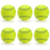 Tebery 6 Pack 12 Inch Sports Fastpitch Softballs Official Size and Weight, Unmarked & Leather Covered Training Ball for Games, Practice and Training