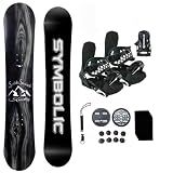 Symbolic Knotty 2025 Snowboard + Black Bindings, Leash, Stomp Pad Package 140 145 150 155 157 160 163 167 (Bindings Black L/XL Men(fit 9-15), 157cm Hybrid Rocker)