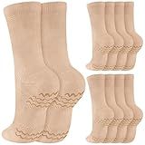 Twistover 4 Pairs Dance Non Slip Socks for Dancer Women Girls Ballet Dancing Socks with Spin Spot Compression Ankle Stockings(Nude,Medium)