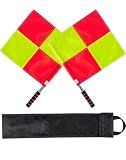Soccer Referee Kit Include 2 Pack Red Yellow Referee Flags with Storage Bag