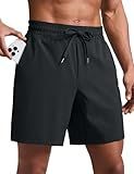 CRZ YOGA Men's Linerless Workout Shorts - 7'' Quick Dry for Running Sports Athletic Gym with Pockets Black Large