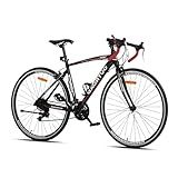 Outroad Road Bike 14-21Speed 700C Wheel with Light Aluminum Alloy Frame Commuter Bicycle with Dual Disc/V Brakes for Men and Women,21 Speed-red