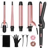 Ufree 5 in 1 Curling Iron Set with Flat Iron, 0.35"-1.25" Ceramic Barrels
