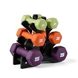 CAP Color Series Neoprene Dumbbell Set with Rack, Multicolor, 20 lb