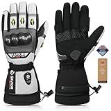 SAVIOR HEAT Heated Motorcycle Gloves for Men & Women, 3000mAh Battery for 11H Heat, Waterproof Windproof Touchscreen Winter Gloves, with Knuckle Guard & Anti-Slip Grip for Riding, Snowmobile