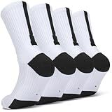 Finerview Men Basketball Socks, 4 Pack Cushion Performance Crew Athletic Socks for Adult & Youth Kids