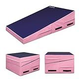 Matladin Incline Gymnastics Mat, 48"x24"x14" Tumbling Mats, Folding Cheese Wedge Tumbling Equipment, Gym Fitness Tumbling Skill Shape Mat for Kids Girls Home Training Exercise (Purple & Pink)