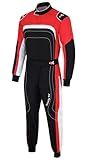 TK Velocity Adult Kart Suit/Race/Rally One Piece Cordura Racing Overall Karting Suit (Black White Red, L)