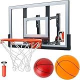 Efficraft Mini Basketball Hoop Indoor 25 Inch, Adjustable-Height Wall Mounted Hoop, Silent Basketball Backboard&Rim, Indoor Wall Basketball Hoop Shatter-Proof, Mini Hoop 2 Ball