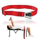 Nordic Curl Bench Stabilizer Strap – Adjustable 66'' with Heavy-Duty Buckle for Lat Pulldown, Leg Extension & Home Gym Workouts (red)