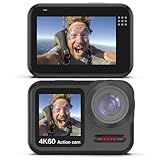 Xoieod 4K 60FPS Waterproof Action Camera,Bare Metal 66FT Underwater Camera,2" Touch Dual Screen Sports 6-Axis Stabilization,2 Batteries Internal Microphone Vlog Camera for Diving Cycling Outdoor