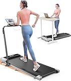 TOPUTURE Walking Pad with Incline, 2 in 1 Foldable Treadmill with Handle Bar for Home/Office Small, Portable Compact Under Desk Treadmill with Remote Control, APP & LED Display 300LBS Capacity