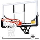 Defulion 54.5" Wall Mounted Basketball Hoop ，Shatterproof PC Backboard Basketball Goal with Adjustable Height for Garage, Indoor & Outdoor Use