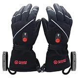 SAVIOR HEAT Heated Gloves for Men Women, Rechargeable Electric Heated Leather Skiing and Snowboarding Gloves(XL)