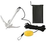 AMGSH Kayak Anchor Kit, 3.5lbs Folding Grapnel Anchor with 39.37 ft/12 m Rope and A Nylon Storage Bag for Paddle Board Anchor for Boats, Rafts, SUP Boards, Canoes