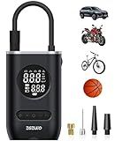 Tire Inflator Portable Air Compressor - ZGZUXO 150PSI Cordless Air Pump for Car Tires with Pressure Gauge LED Light, Electric Bike Tire Pump for Car Motorcycle Bicycle Ball, Auto Shut-Off
