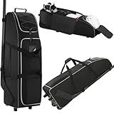 JMIANeodark 41-Inch Hockey Bag with Wheels, Large Ice Hockey Duffel Travel Bag for Equipment & Gear, 2 Sticks Field Hockey Bag with Separate Shoe Compartment (Black)