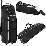 JMIANeodark 41-Inch Hockey Bag with Wheels, Large Ice Hockey Duffel Travel Bag for Equipment & Gear, 2 Sticks Field Hockey Bag with Separate Shoe Compartment (Black)