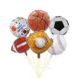 6 PCS Sports Balloons, Sports Birthday Party Decorations, Basketball Party Decorations, Football Baseball Soccer Balloons for Birthday Supplies, Sports Themed Party Decorations