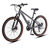 SPATIAL Mountain Bike, 20/24/26/27.5/29 inch Outdoor Cycling Bike,21/8 Speed Lightweight Aluminum Frame | Dual Disc Brakes,Adjustable Ergonomic Seat for Men Women Adult Teens (Sliver, 26'')