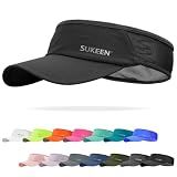 Sukeen Sports Sun Visor Men Women Lightweight Packable Cooling Stretchy Visor Hat for Running, Tennis, Golf Black