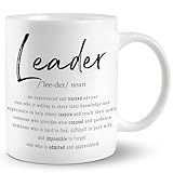 JRTW Leader Mug, Leader Gifts,Leadership Gifts, Leader Noun Coffee Cups Ceramic, Leader Coffee Mug, Team Leader Gifts for Women Men, Thank You Mug
