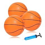 INTOWIND Mini Basketballs 3 Pack - 7inch Small Basketball Size 3 Set with Pump Needle - Ideal for Mini Hoop, Outdoor & Indoor Play - Kids Basketball Party Favors